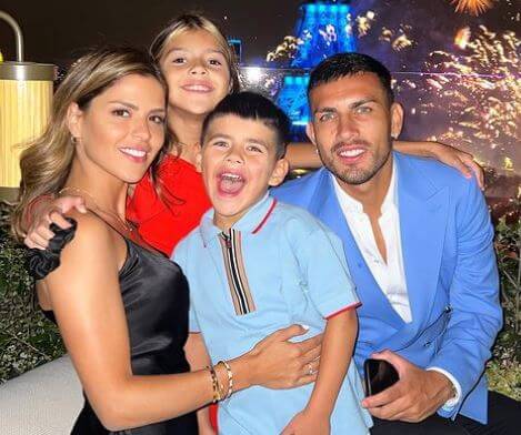 Camila Galante with her husband Leandro Paredes and children.